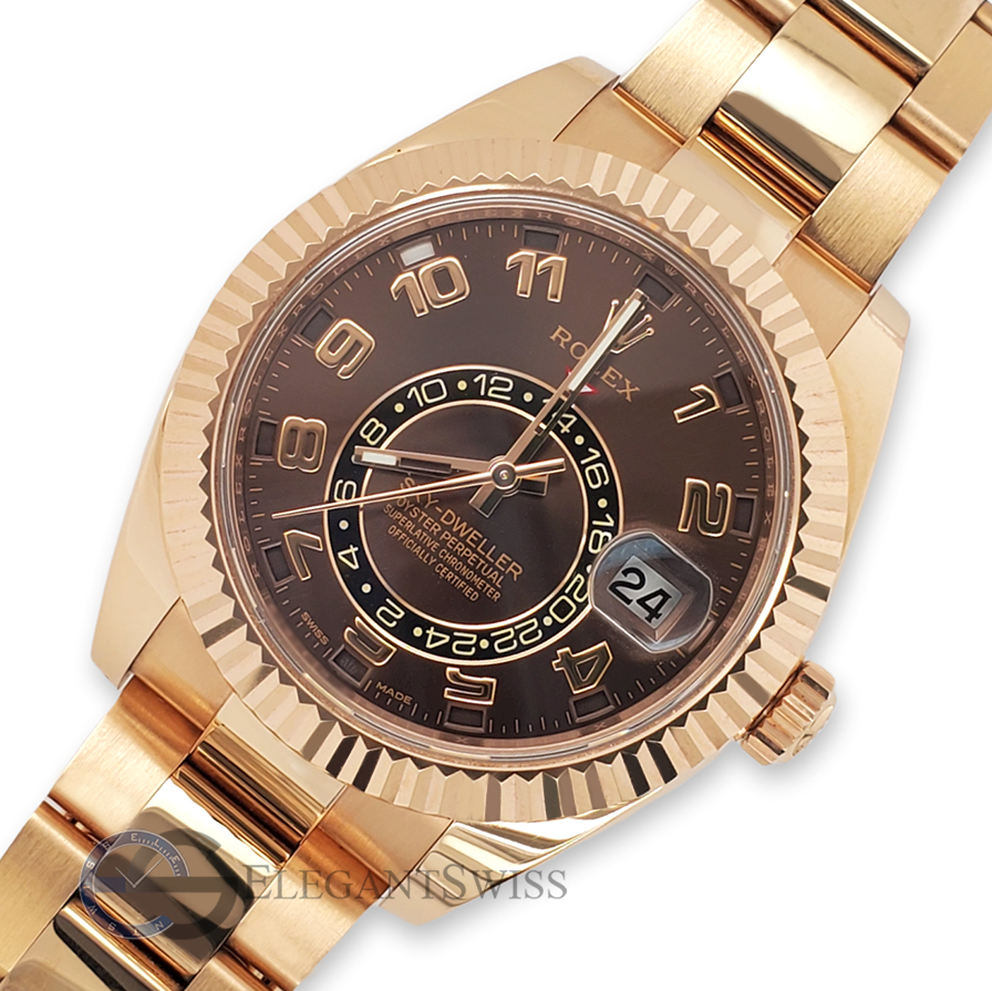 Rolex Sky Dweller 42mm Chocolate Arabic Dial Rose Gold Watch Box